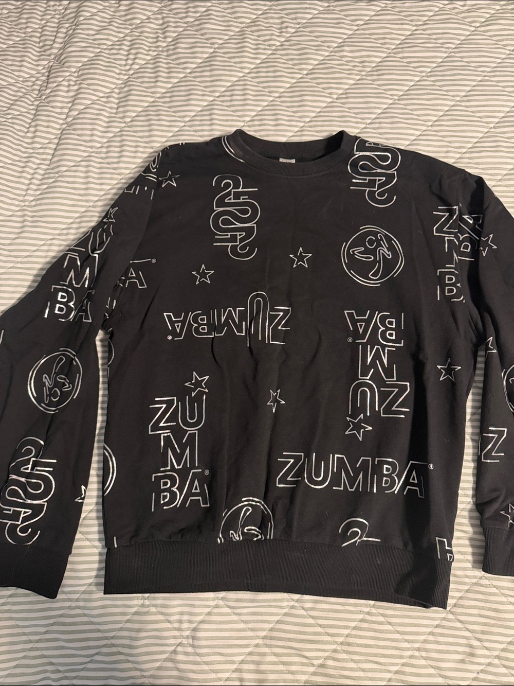 Zumba Fitness Black Crewneck with White Logo Print